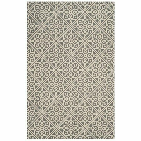 SAFAVIEH 8 x 10 ft. Large Rectangle Cambridge Hand Tufted Rug, Dark Grey and Ivory CAM731D-8